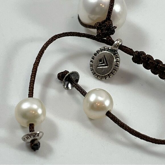 Silpada Rugged Pearls Sterling Silver Cord Bracelet B2424 Boho Large Pearls - Picture 2 of 7